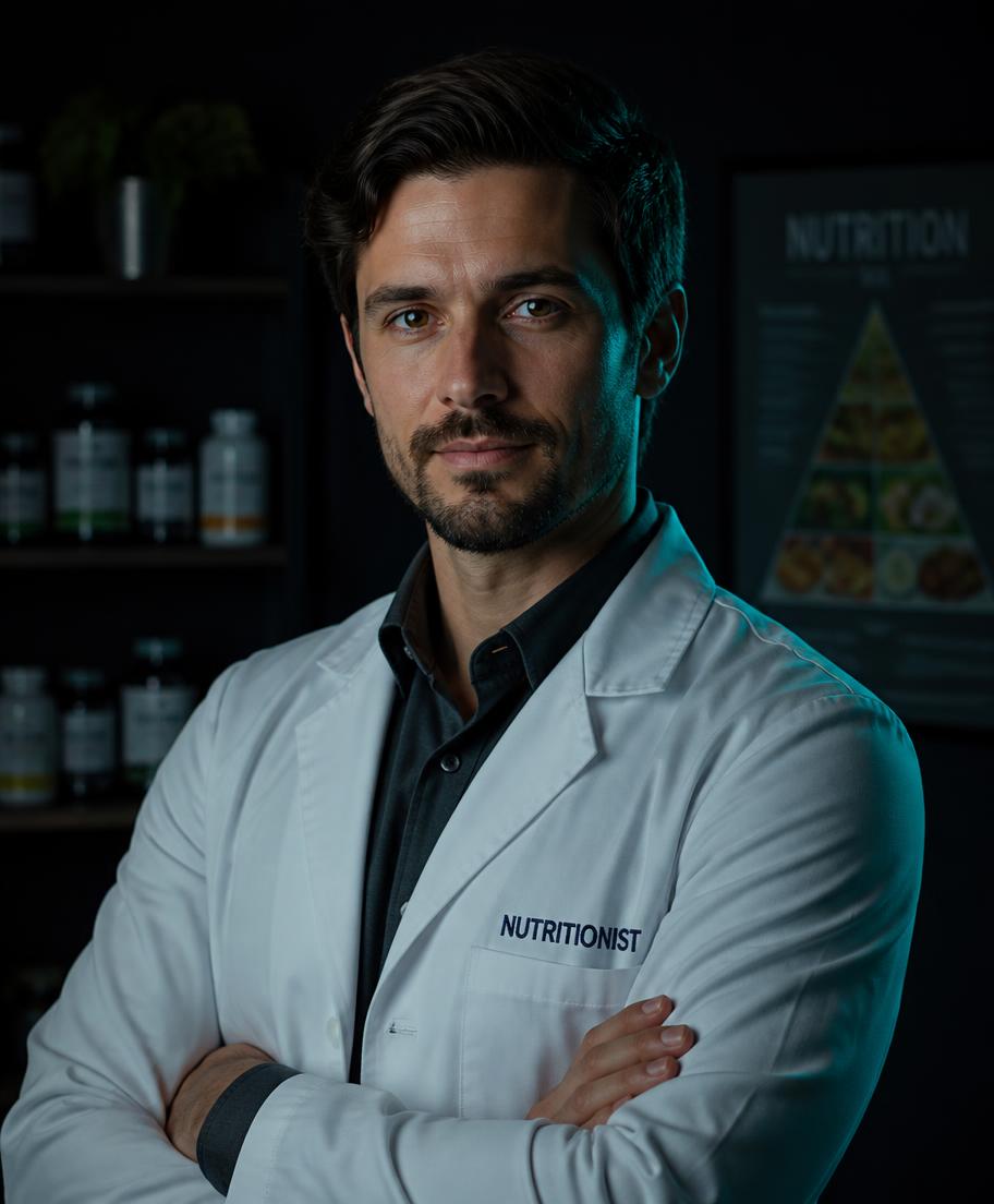 Marco Antônio, nutricionista responsável técnico do Isamara Pro, em consultório